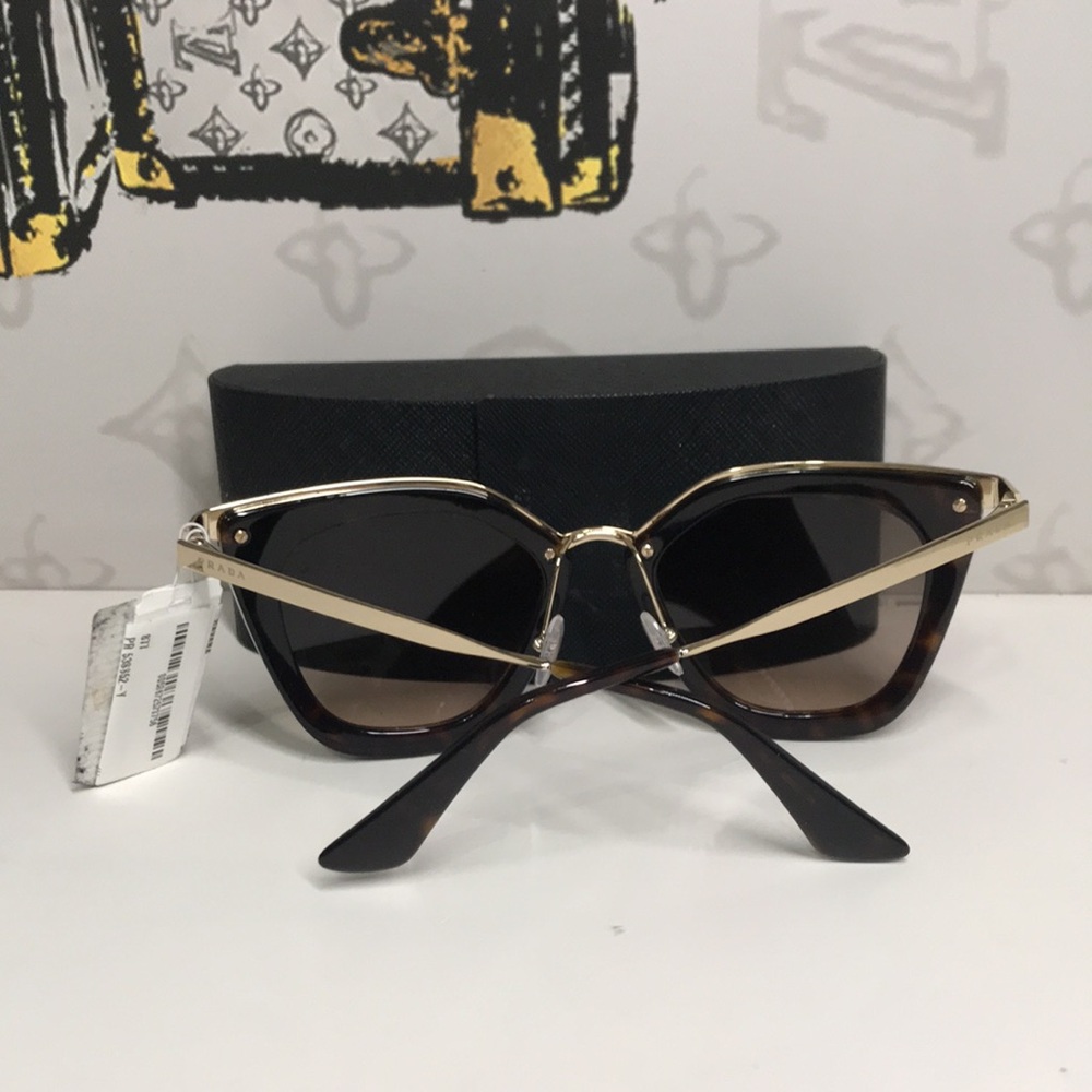 New Authentic Prada PR53S 2AU-3D0 – Havana Brown Gradient Cat-Eye Sunglasses - Picture 12 of 14